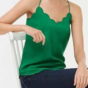 J.Crew Scalloped Green Cami Blouse Tank Top Plus Size 24 St Patricks Christmas‎